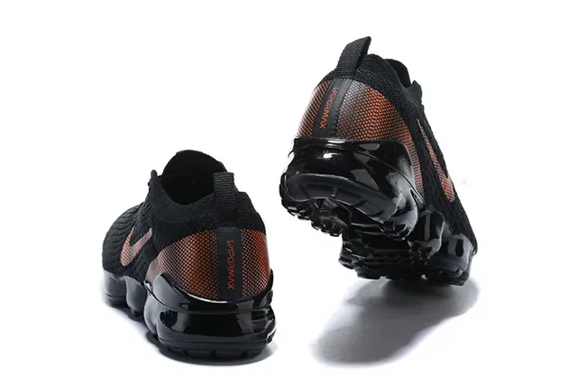 Nike Tênis Lifestyle Preto Laranja Upper Tricô Visible Air Sole 8
