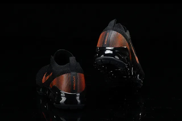 Nike Tênis Lifestyle Preto Laranja Upper Tricô Visible Air Sole 9