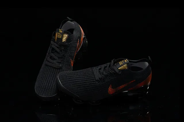 Nike Tênis Lifestyle Preto Laranja Upper Tricô Visible Air Sole 10