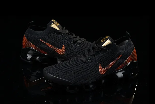Nike Tênis Lifestyle Preto Laranja Upper Tricô Visible Air Sole 12