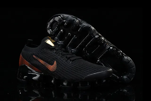 Nike Tênis Lifestyle Preto Laranja Upper Tricô Visible Air Sole 13