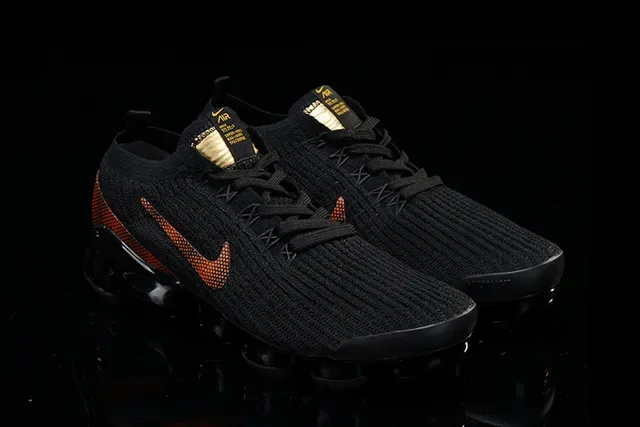 Nike Tênis Lifestyle Preto Laranja Upper Tricô Visible Air Sole 14