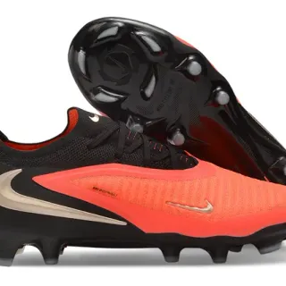 Nike Black Orange Low-Cut Knit Upper Asymmetric Lacing System Firm-Ground Soccer Shoes