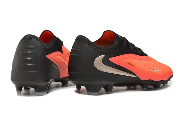 Nike Black Orange Low-Cut Knit Upper Asymmetric Lacing System Firm-Ground Soccer Shoes 2