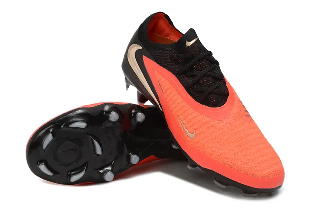 Nike Black Orange Low-Cut Knit Upper Asymmetric Lacing System Firm-Ground Soccer Shoes 4