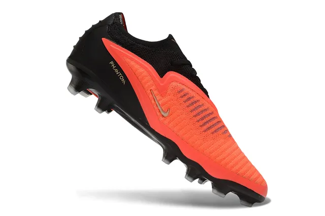 Nike Black Orange Low-Cut Knit Upper Asymmetric Lacing System Firm-Ground Soccer Shoes 5