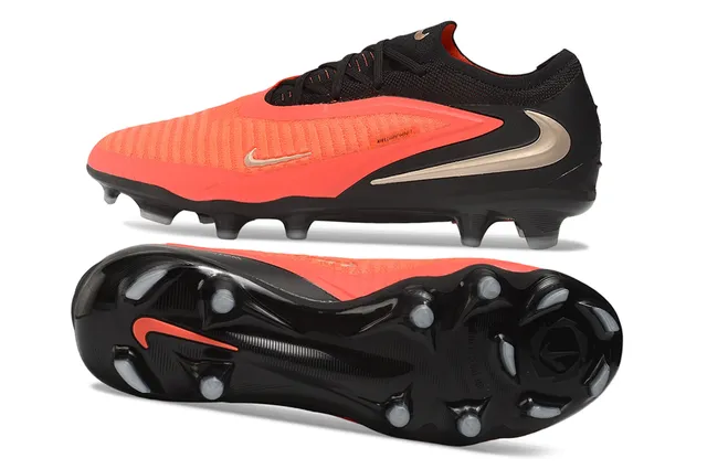 Nike Black Orange Low-Cut Knit Upper Asymmetric Lacing System Firm-Ground Soccer Shoes 6