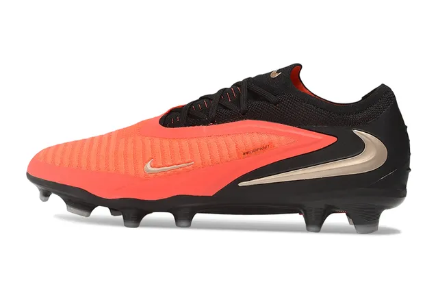 Nike Black Orange Low-Cut Knit Upper Asymmetric Lacing System Firm-Ground Soccer Shoes 7