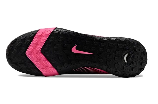 Nike Black Pink Upper Knit Colar Sock-Fit Turf Sapatos de Futebol 6
