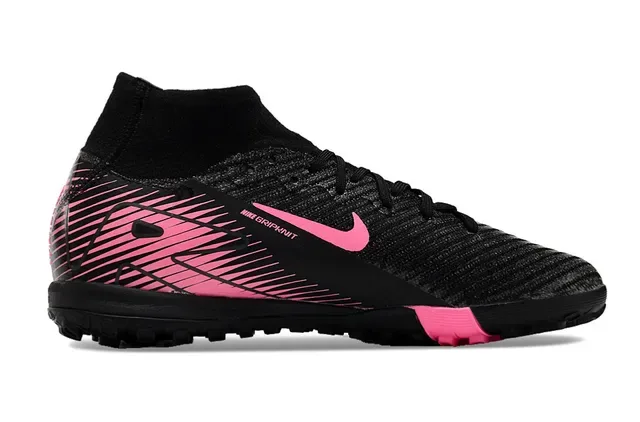 Nike Black Pink Upper Knit Colar Sock-Fit Turf Sapatos de Futebol 7