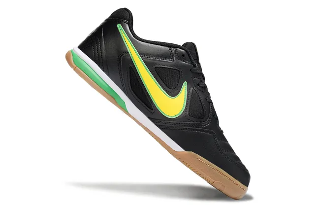 Nike Noir Jaune à Tige Basse en Cuir-Maille Supérieure Chaussures de Football Indoor 2