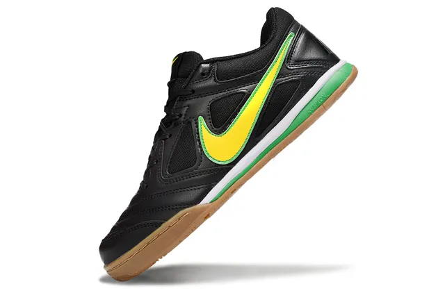 Nike Noir Jaune à Tige Basse en Cuir-Maille Supérieure Chaussures de Football Indoor 3