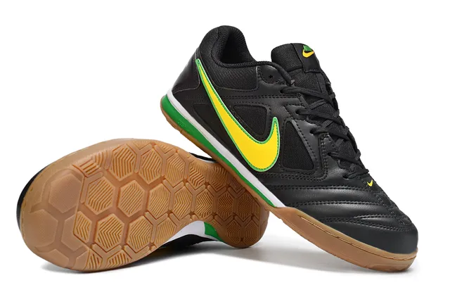 Nike Noir Jaune à Tige Basse en Cuir-Maille Supérieure Chaussures de Football Indoor 4