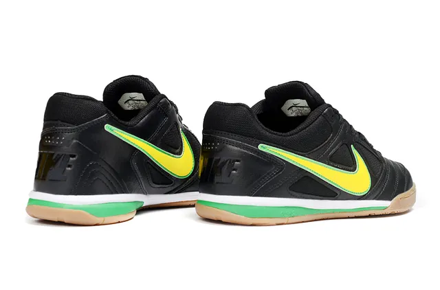 Nike Noir Jaune à Tige Basse en Cuir-Maille Supérieure Chaussures de Football Indoor 5