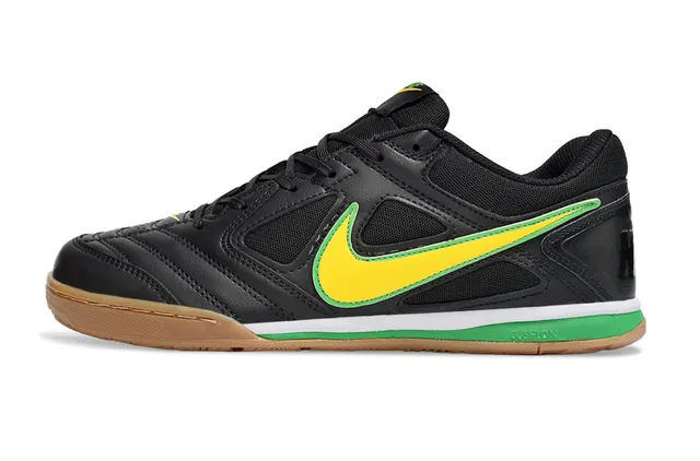 Nike Noir Jaune à Tige Basse en Cuir-Maille Supérieure Chaussures de Football Indoor 6