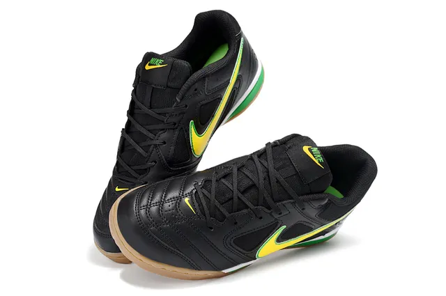Nike Noir Jaune à Tige Basse en Cuir-Maille Supérieure Chaussures de Football Indoor 7