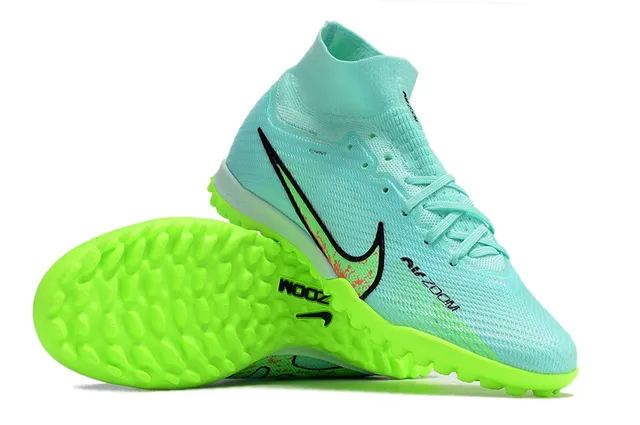 Nike Bleu Vert Ajustement Chaussure Maille Supérieure Lime Néon Crampons Gazon artificiel Chaussures de football 2