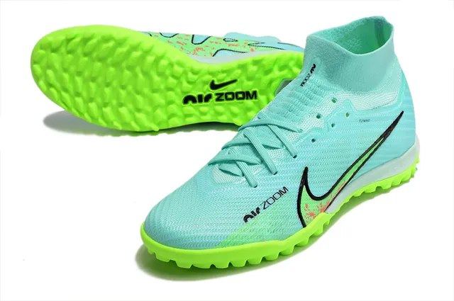 Nike Bleu Vert Ajustement Chaussure Maille Supérieure Lime Néon Crampons Gazon artificiel Chaussures de football 3