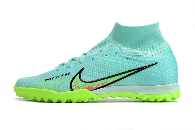 Nike Bleu Vert Ajustement Chaussure Maille Supérieure Lime Néon Crampons Gazon artificiel Chaussures de football 6