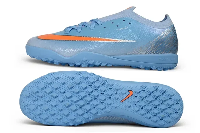 Nike Blue Orange Knit Upper Reflective Silver Graphics Turf Soccer Shoes 6