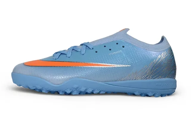Nike Blue Orange Knit Upper Reflective Silver Graphics Turf Soccer Shoes 7