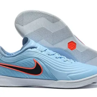 Nike Blue Orange Low-Top Textured Wave-Pattern Upper Indoor Soccer Shoes