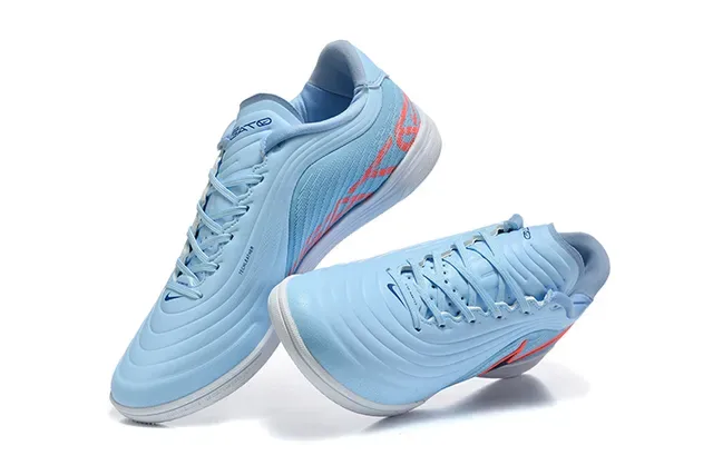Nike Blue Orange Low-Top Textured Wave-Pattern Upper Indoor Soccer Shoes 2