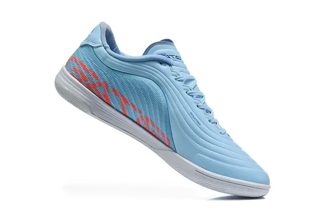 Nike Blue Orange Low-Top Textured Wave-Pattern Upper Indoor Soccer Shoes 3