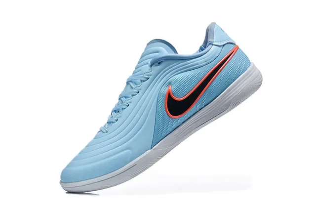 Nike Blue Orange Low-Top Textured Wave-Pattern Upper Indoor Soccer Shoes 4
