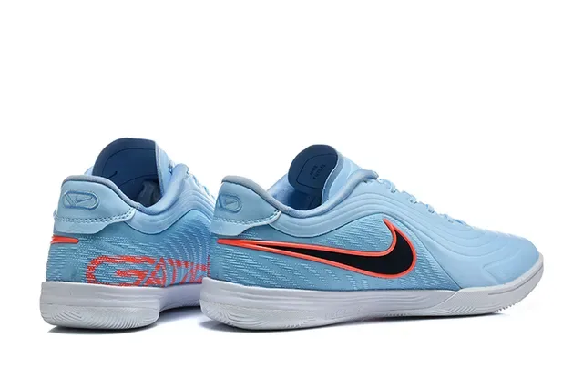 Nike Blue Orange Low-Top Textured Wave-Pattern Upper Indoor Soccer Shoes 5