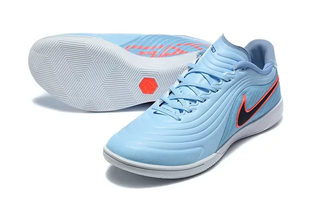 Nike Blue Orange Low-Top Textured Wave-Pattern Upper Indoor Soccer Shoes 6