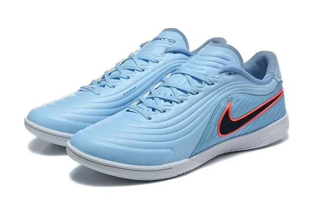 Nike Blue Orange Low-Top Textured Wave-Pattern Upper Indoor Soccer Shoes 8