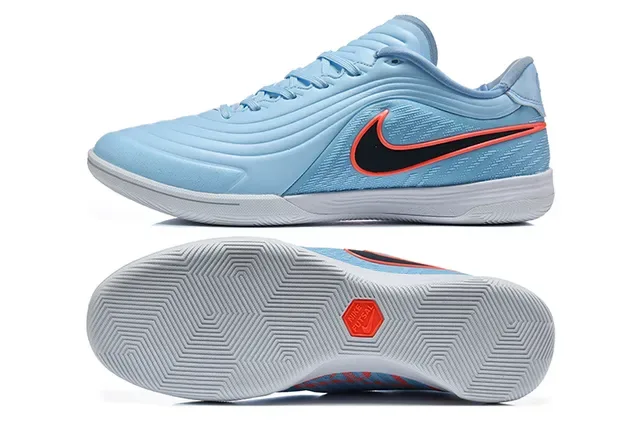 Nike Blue Orange Low-Top Textured Wave-Pattern Upper Indoor Soccer Shoes 9