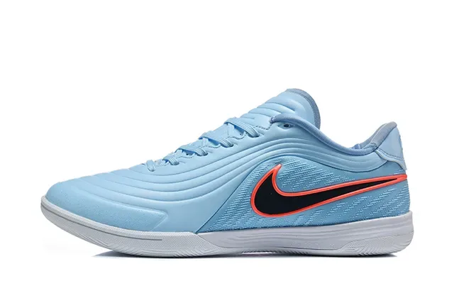 Nike Blue Orange Low-Top Textured Wave-Pattern Upper Indoor Soccer Shoes 10