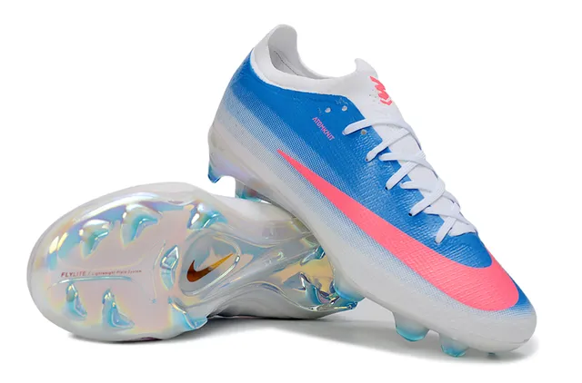 Nike Blue Pink Atomknit Upper Iridescent Sole Plate Firm-Ground Soccer Shoes 4