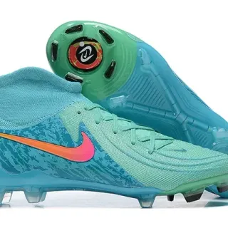 Nike الزرقاء والوردية عالية القطع تريكو Gradient Swoosh أرض صلبة أحذية كرة القدم