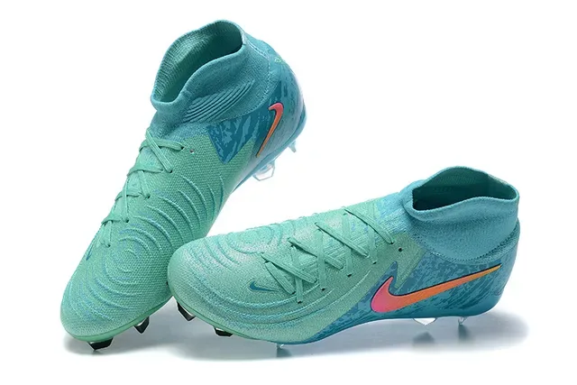 Nike Azules Rosadas Corte Alto Upper de Punto Gradient Swoosh Tierra Firme Zapatillas de Fútbol 2
