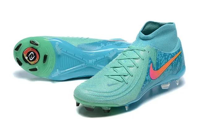 Nike Azules Rosadas Corte Alto Upper de Punto Gradient Swoosh Tierra Firme Zapatillas de Fútbol 7