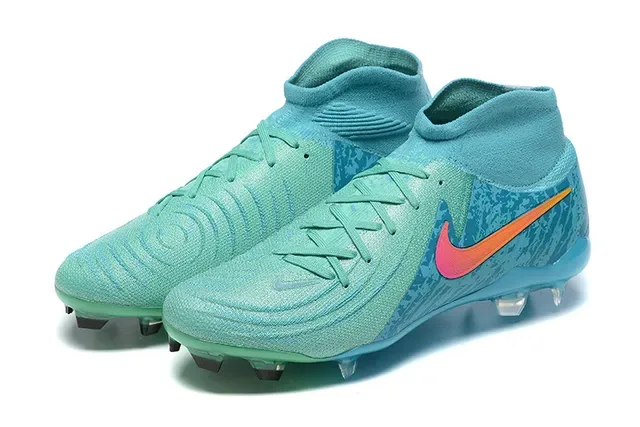 Nike Azules Rosadas Corte Alto Upper de Punto Gradient Swoosh Tierra Firme Zapatillas de Fútbol 8