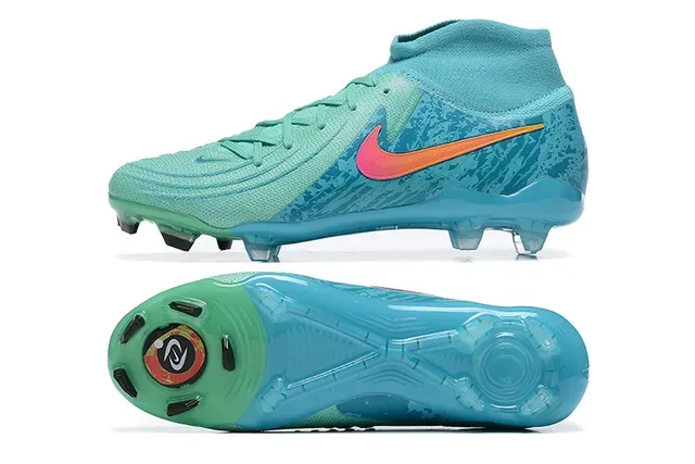 Nike Azules Rosadas Corte Alto Upper de Punto Gradient Swoosh Tierra Firme Zapatillas de Fútbol 9
