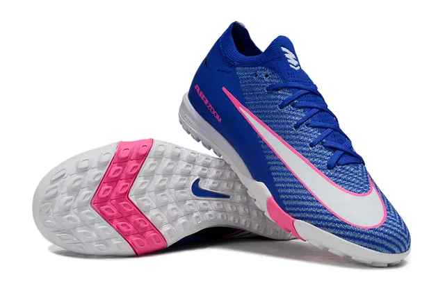 Nike zapatillas de fútbol Turf upper de knit azul y rosa low-cut cuello tipo calcetín 3