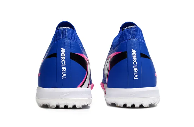 Nike zapatillas de fútbol Turf upper de knit azul y rosa low-cut cuello tipo calcetín 4