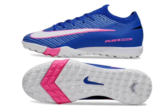 Nike zapatillas de fútbol Turf upper de knit azul y rosa low-cut cuello tipo calcetín 5