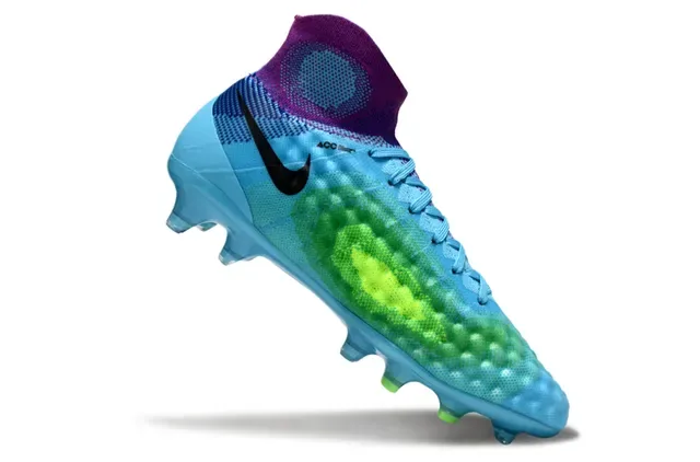 Nike Azul e Roxo Sock-Fit Knit Upper Translucente TPU Cage Firm-Ground Sapatos de Futebol 10