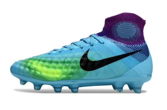 Nike Azul e Roxo Sock-Fit Knit Upper Translucente TPU Cage Firm-Ground Sapatos de Futebol 16