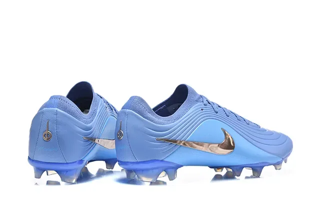 Nike أزرق فضي أعلى مصنع مع أضلاع Swoosh ميتاليك أحذية كرة قدم للأرضية الصلبة 5