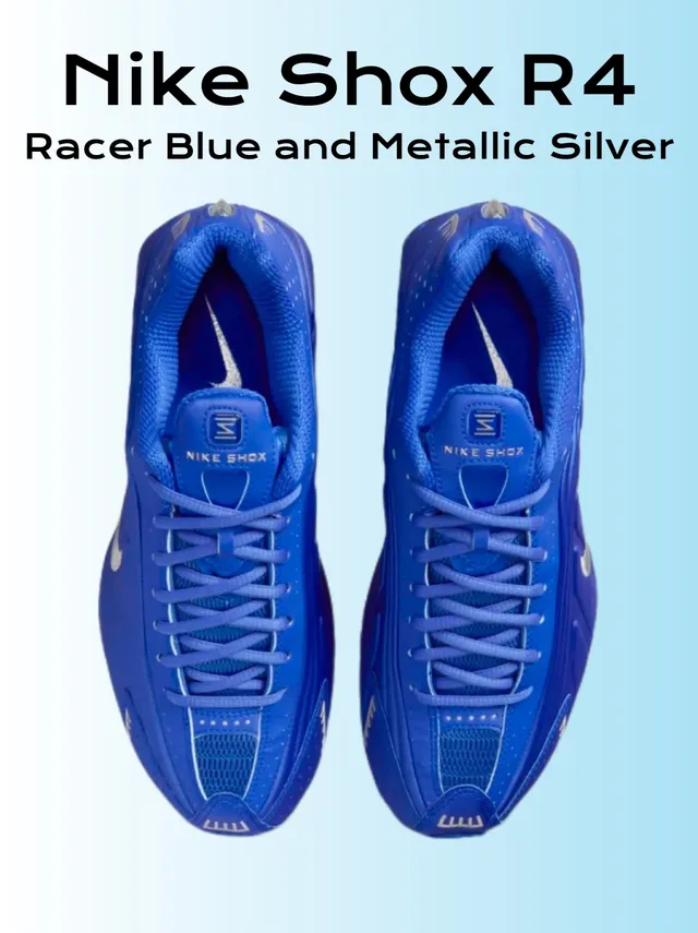 Nike Blue Silver Shox Column Cushioning Synthetic Molded Upper Lifestyle Sneakers 10