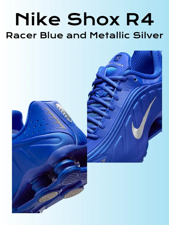 Nike Blue Silver Shox Column Cushioning Synthetic Molded Upper Lifestyle Sneakers 12