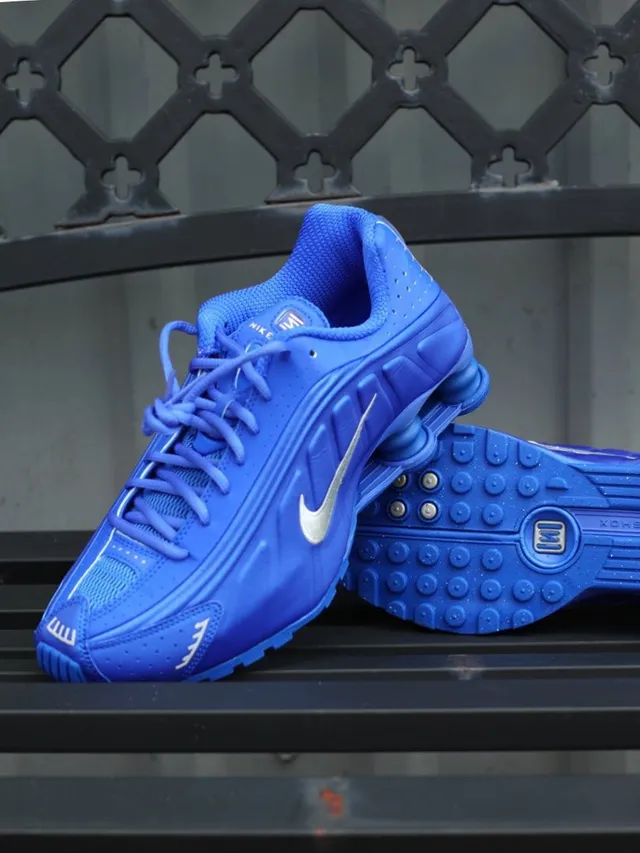 Nike Blue Silver Shox Column Cushioning Synthetic Molded Upper Lifestyle Sneakers 13