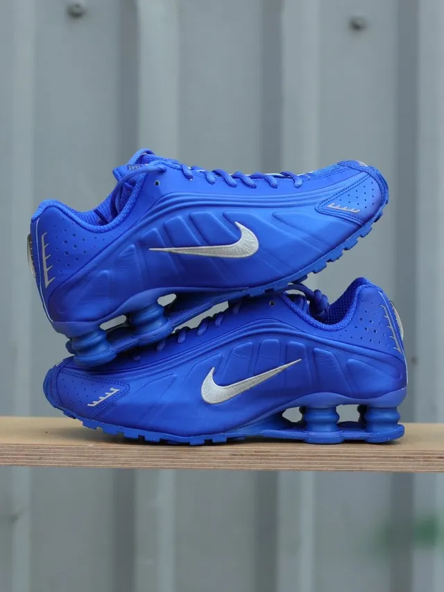 Nike Blue Silver Shox Column Cushioning Synthetic Molded Upper Lifestyle Sneakers 14